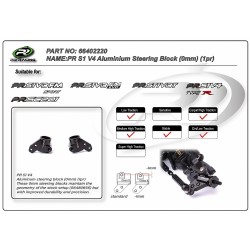 PR S1 V4 Aluminum Steering Block, -1mm, 1 pr. PR S1 V4 Aluminum Steering Block, -1mm, 1 pr.