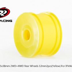 PR Racing 55x38mm 2WD+4WD Rear Wheels 12mm Yellow (8 pcs)