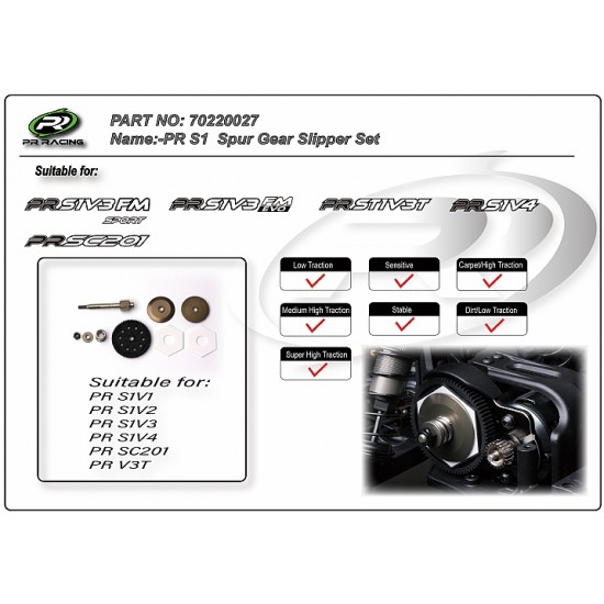 PR S1  Spur Gear Slipper Set 