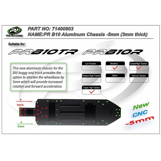 PR B10 Aluminum Chassis -5mm (3mm thick) PR B10 Aluminum Chassis -5mm (3mm thick)