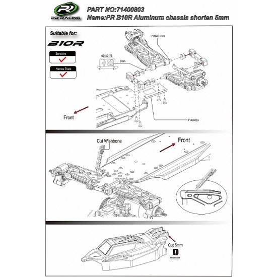 PR B10 Aluminum Chassis -5mm (3mm thick) PR B10 Aluminum Chassis -5mm (3mm thick)