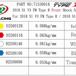 Front Shock Spring Set (For Type-R, 2018FM) Front Shock Spring Set (For Type-R, 2018FM)