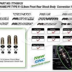TYPE R 12.8mm Front Rear Shock Body  Conversion 13mm  Set (4) (PRE-ORDER) TYPE R 12.8mm Front Rear Shock Body  Conversion 13mm  Set (4) (PRE-ORDER)